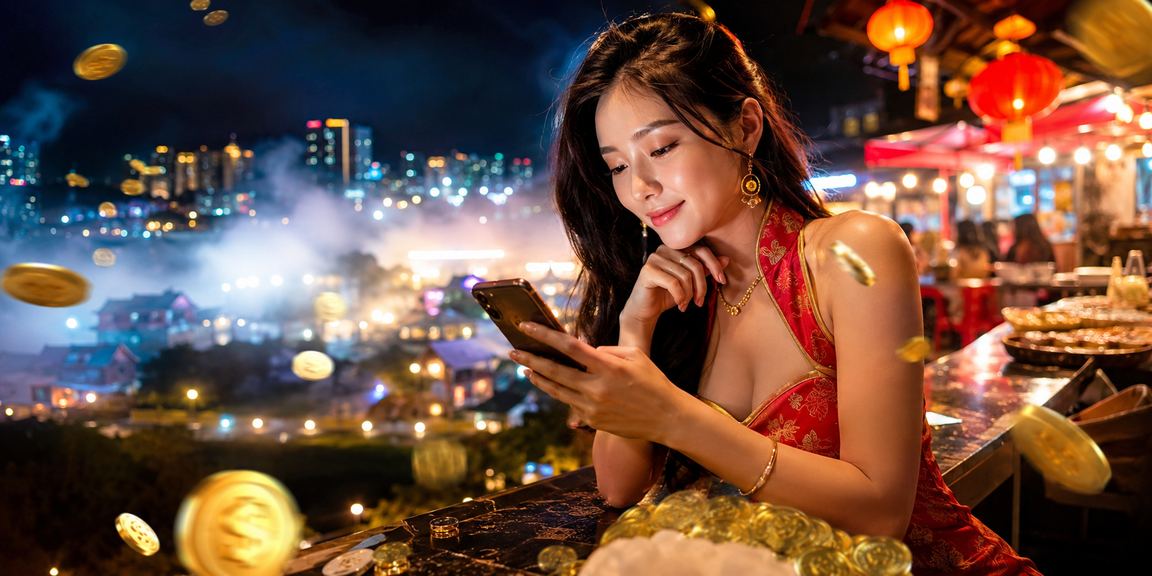 Pengguna melayari pertaruhan sukan xc60 di telefon bimbit sambil menikmati suasana Genting Highlands